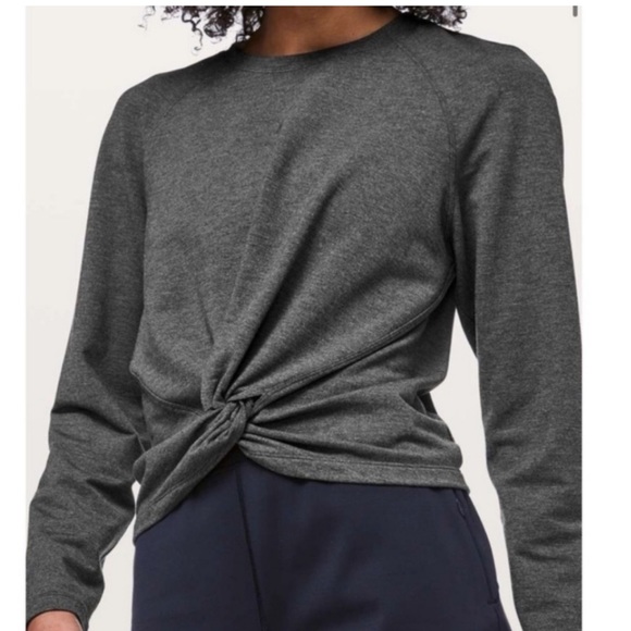 LULULEMON/ Tuck & Gather Pullover Model French Terry Knot Crop Crew/6 - Picture 4 of 6